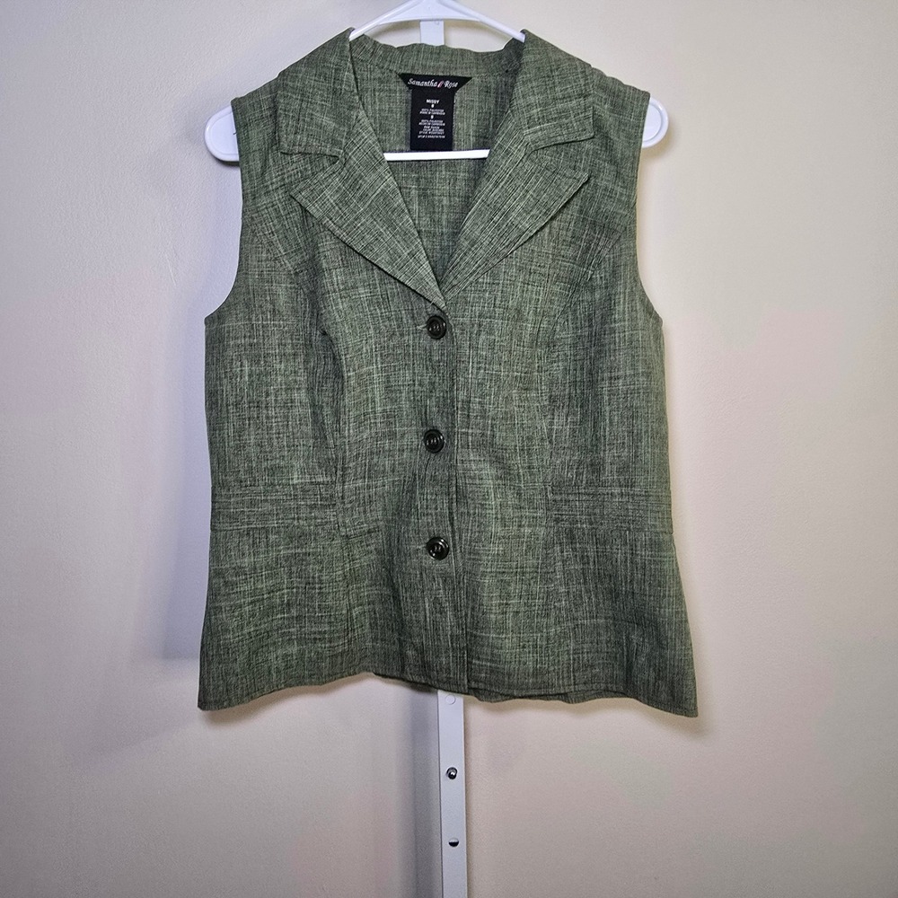 Samantha Rose Olive Green Vest Womens‎ Size 8 Button Front Sleeveless